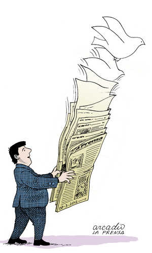 Cartoon: Press must be free. (medium) by Cartoonarcadio tagged press,freedom,communication,people,newspapers