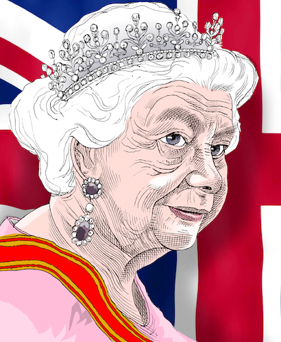 Cartoon: Queen Elizabeth II (medium) by Cartoonarcadio tagged elizabeth,ii,wueen,uk,england