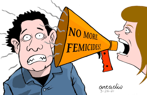 Cartoon: Scream of the women. (medium) by Cartoonarcadio tagged women,scream,rights,femicides,machism