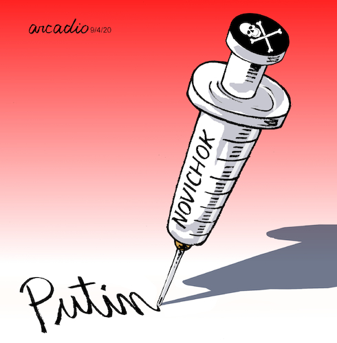 Cartoon: Signed by Putin. (medium) by Cartoonarcadio tagged vaccine,putin,novichok,poison,politicians