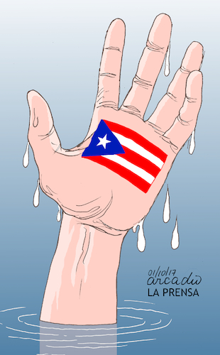 Cartoon: SOS Puerto Rico. (medium) by Cartoonarcadio tagged puerto,rico,hurricane,maria,craibbean,america