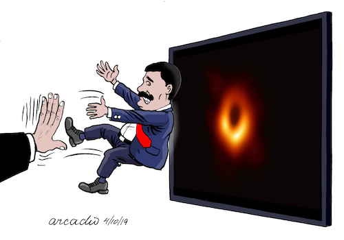 Cartoon: Testing the black hole discovere (medium) by Cartoonarcadio tagged maduro,venezuela,black,hole,communism