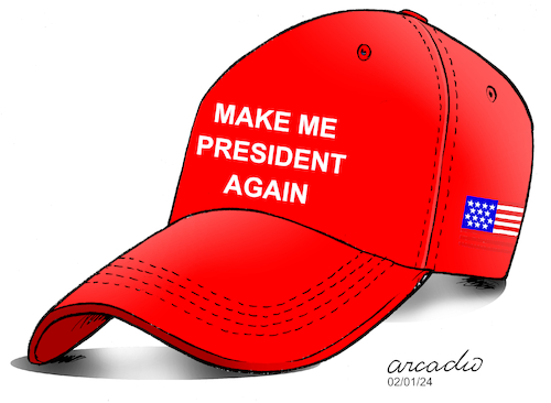 Cartoon: The cap of Trump. (medium) by Cartoonarcadio tagged trump,us,elections,usa,democracy
