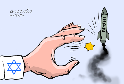 Cartoon: The Iranian attack. (medium) by Cartoonarcadio tagged iran,israel,middle,east,war