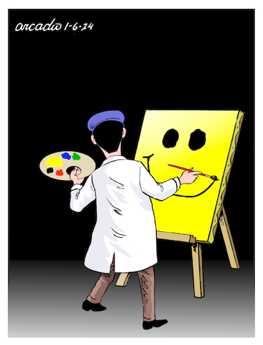 Cartoon: The optimist. (medium) by Cartoonarcadio tagged painter,happiness,world