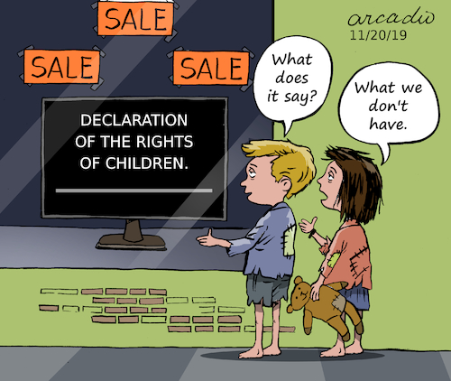 Cartoon: The Rights of the Child. (medium) by Cartoonarcadio tagged children,rights,society,world,the
