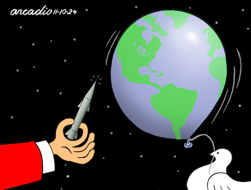 Cartoon: The world on the brink of war. (medium) by Cartoonarcadio tagged wars,world,ukraine,middle,east,nato,usa,the