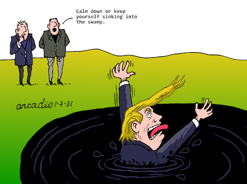 Cartoon: Trump and his swamp. (medium) by Cartoonarcadio tagged trump,usa,capitolio,us,democracy,new,year