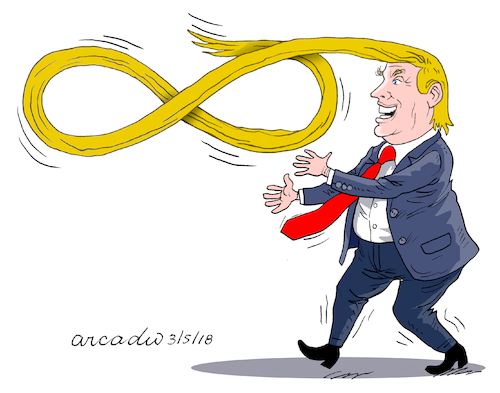 Cartoon: Trump and the infinite power. (medium) by Cartoonarcadio tagged trump,us,government,oresident,xi,jinping