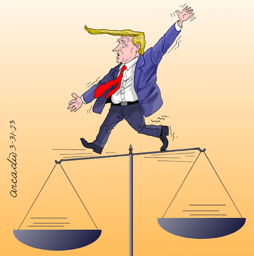 Cartoon: Trump in trouble with Justice. (medium) by Cartoonarcadio tagged trump,us,justice,usa