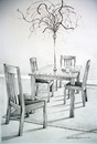 Cartoon: Dining table (small) by Cartoonarcadio tagged table,wood,drawing,house,surrealism