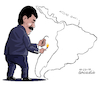 Cartoon: Maduro burns Latin America (small) by Cartoonarcadio tagged venezuela maduro latin america riots violence