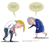Cartoon: May and Trump in hard times (small) by Cartoonarcadio tagged may,trump,england,america,brexit,fbi,russia