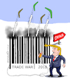 Cartoon: Trade war and boomerangs. (small) by Cartoonarcadio tagged trump,trade,war,china,business,finances,economy