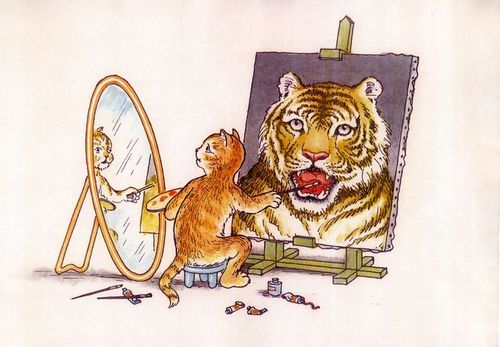 Cartoon: Self-portrait (medium) by Lv Guo-hong tagged mirror,cat,change,tiger