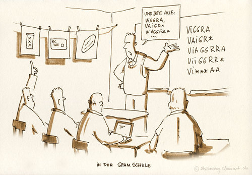 Cartoon: In der Spamschule (medium) by skizzenblog tagged spam