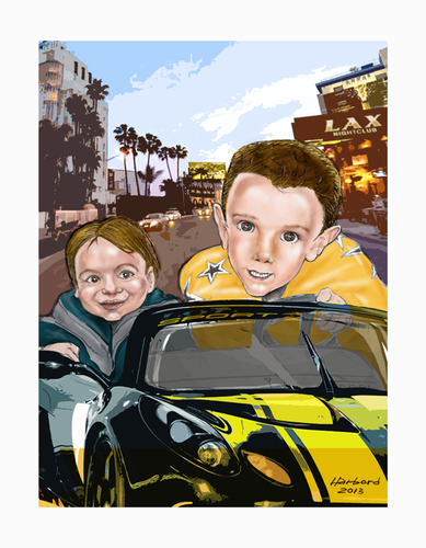 Cartoon: Mason and Mattias (medium) by Harbord tagged mason,mattias,grandkids,caricature,racers