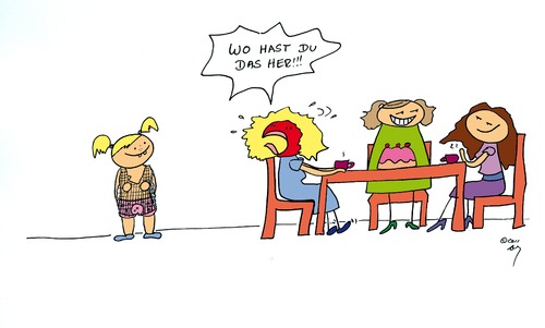 Cartoon: Spaß beim Kaffeeklatsch (medium) by Any tagged kinder,alltag,peinliches