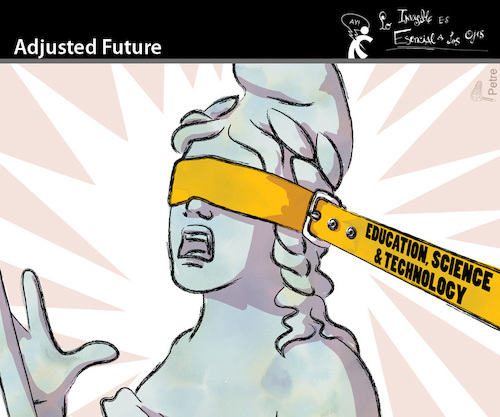 Cartoon: Adjusted Future (medium) by PETRE tagged education,politics,universities