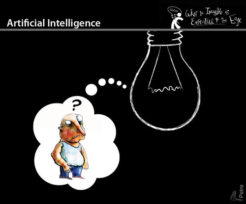 Cartoon: Artificial Intelligence (medium) by PETRE tagged toughts