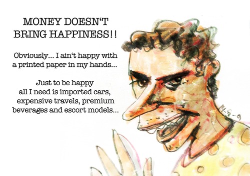 Cartoon: Bohemian (medium) by PETRE tagged money,happiness