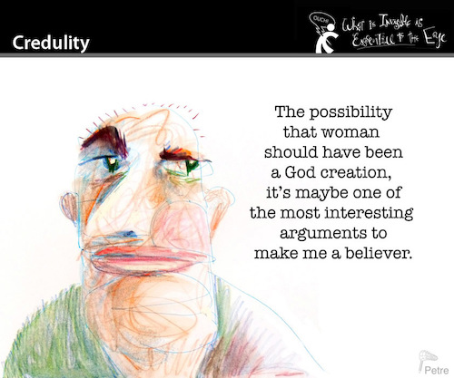 Cartoon: Credulity (medium) by PETRE tagged god,woman,faith,creationism