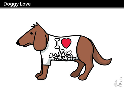 Cartoon: Doggy Love (medium) by PETRE tagged bones,love,tshirts,dogs