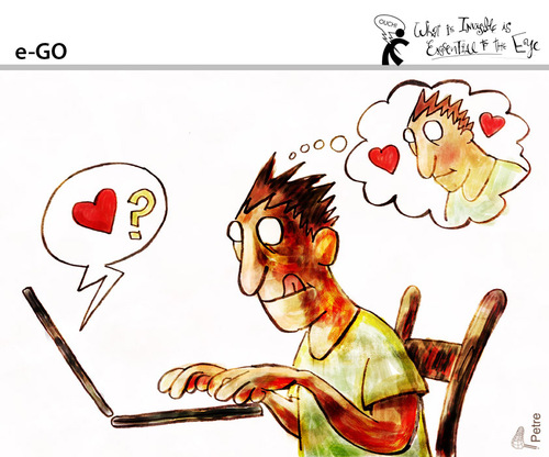 Cartoon: e-GO (medium) by PETRE tagged selfish,egomaniac,illcommunication