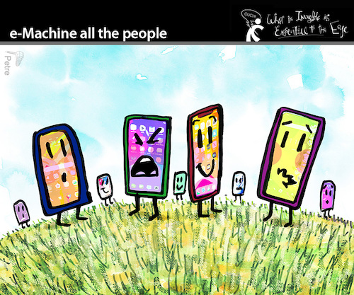 Cartoon: e-Machine All the People (medium) by PETRE tagged iphone,smartphone,internet,socialnets,world,machine