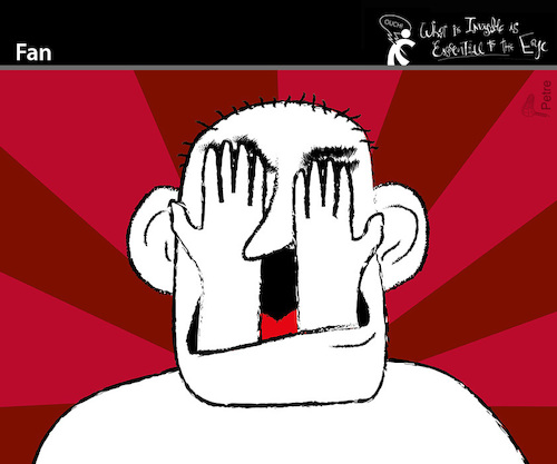 Cartoon: Fan (medium) by PETRE tagged fan,blindness,blindheit,fanatic