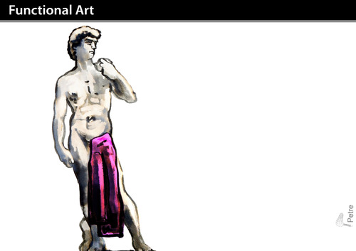 Cartoon: Functional Art (medium) by PETRE tagged stand,coat,culture,gay,sculpture,renaissance,art