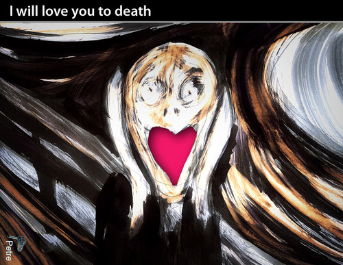 Cartoon: I will love you to death (medium) by PETRE tagged munch,scream,love,death