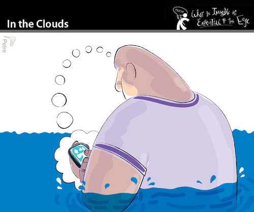 Cartoon: In the Clouds (medium) by PETRE tagged facebook,twitter,nets,phones,internet