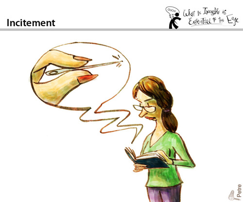 Cartoon: Incitement (medium) by PETRE tagged thoughts,readers,books