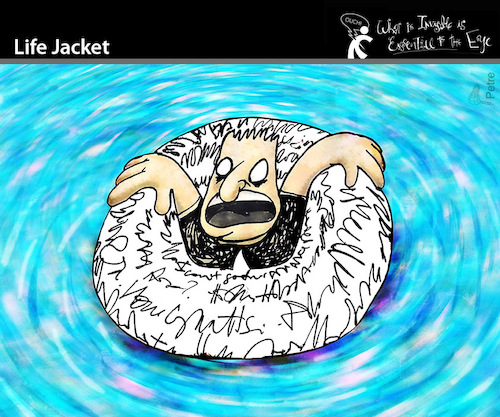 Cartoon: Life Jacket (medium) by PETRE tagged lifejacket,rettungsweste,language,sprache