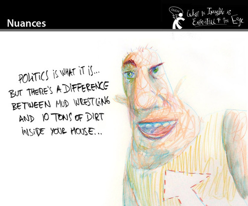 Cartoon: Nuances (medium) by PETRE tagged mud,wrestling,politics