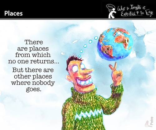 Cartoon: PLACES (medium) by PETRE tagged plaes,orte,welt,world