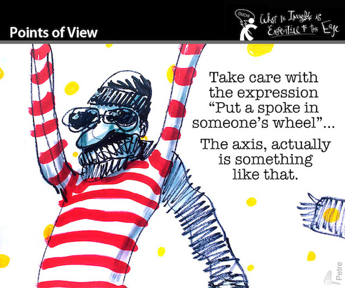 Cartoon: Points of View (medium) by PETRE tagged sights,axis,wheel,metaphore