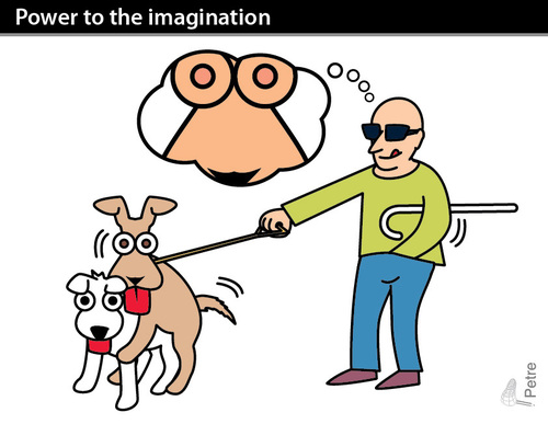 Cartoon: Power to the Imagination (medium) by PETRE tagged blindness,dogs