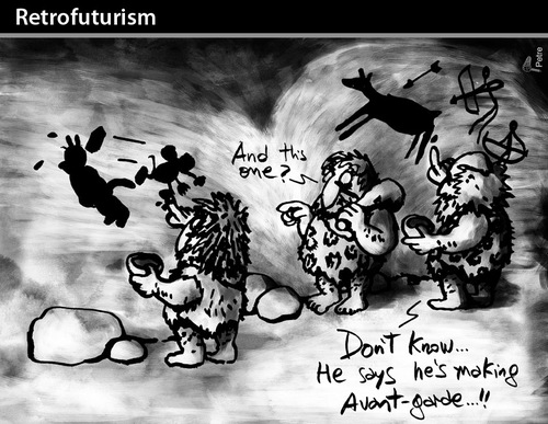 Cartoon: Retrofuturism (medium) by PETRE tagged arts,prehistoric,cave,painting,herriman