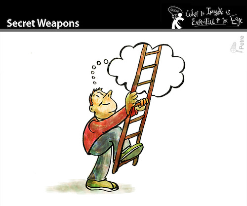 Cartoon: Secret Weapons (medium) by PETRE tagged thoughts,gedanken,treppe,ladder