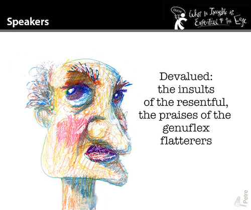 Cartoon: Speakers (medium) by PETRE tagged speakers,flatteners,opinions