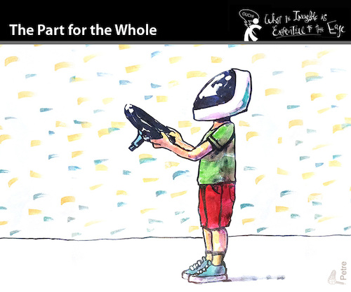 Cartoon: THE PART FOR THE WHOLE (medium) by PETRE tagged race,idealism,idealismus,fahren,helm,helmet,the