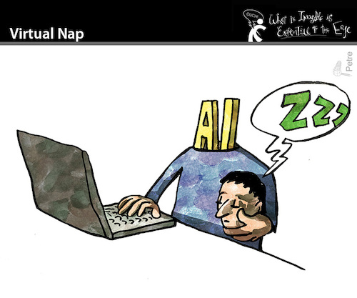 Cartoon: Virtual Nap (medium) by PETRE tagged artificialintelligence,künstlicheintelligenz,ai