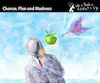 Cartoon: CHANCE PLAN AND MADNESS (small) by PETRE tagged magritte,wihlehlmtell,arrow,apple,apfel
