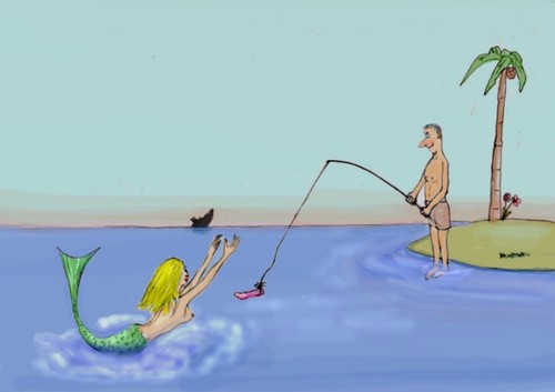 Cartoon: Dildo-fishing (medium) by Hezz tagged desert,island