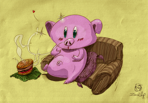 Cartoon: Hamburger pig (medium) by thinhpham tagged hamburger,pig,facing,funny,zenchip