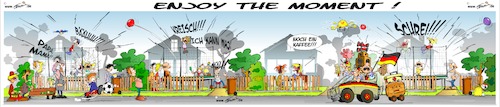 Cartoon: Enjoy the moment (medium) by Trumix tagged ruhe,wohnen,siedlung,familie,kinder,trampolin,wochenende,nachbarschaft,enge,nachbarn,bebauung,reihenhaus,ruhe,wohnen,siedlung,familie,kinder,trampolin,wochenende,nachbarschaft,enge,nachbarn,bebauung,reihenhaus