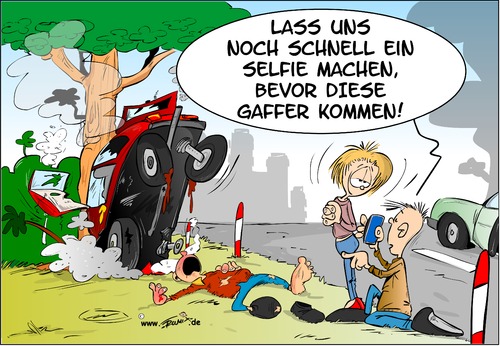 Cartoon: Gaffer (medium) by Trumix tagged gaffer,schaulustige,verkehr,auto,unfall,behinderung,rettungskraft,rettung