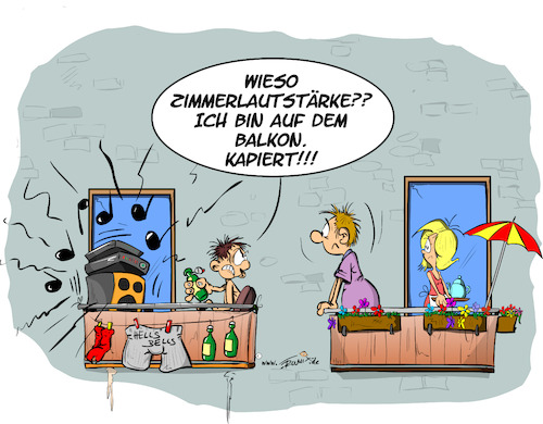 Cartoon: Nachbarn (medium) by Trumix tagged nachbarn,party,lärm,laerm,musik,zimmerlautstärke,nachbarn,party,lärm,laerm,musik,zimmerlautstärke